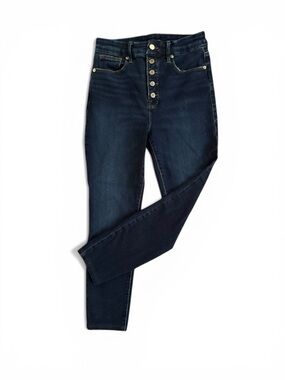 Good American High-Rise Dark Blue Button-Fly Jeans
